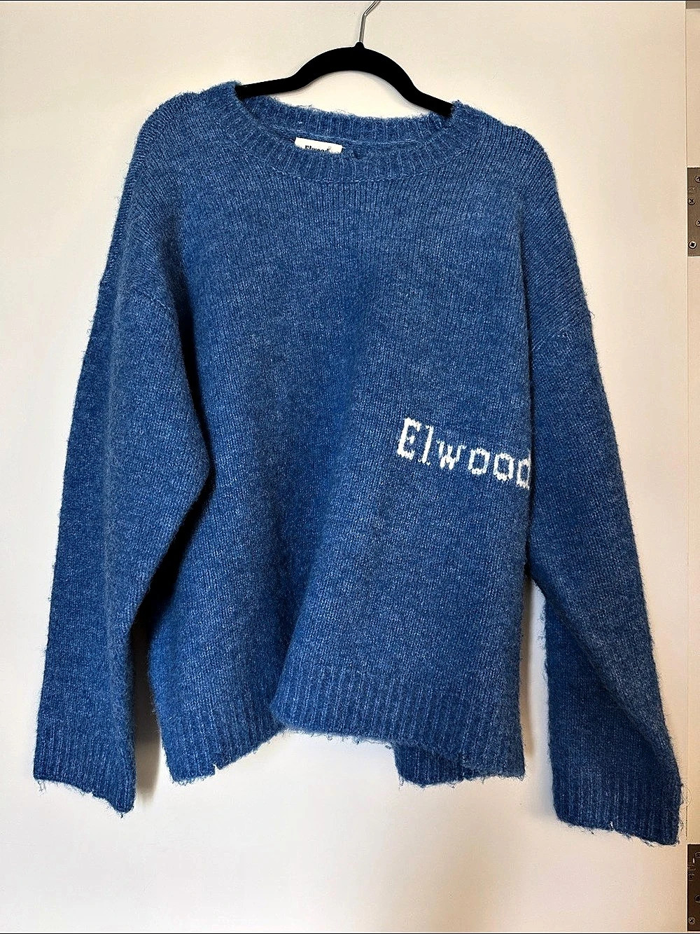 Elwood Oversize Crewneck Sweater Blue - Small